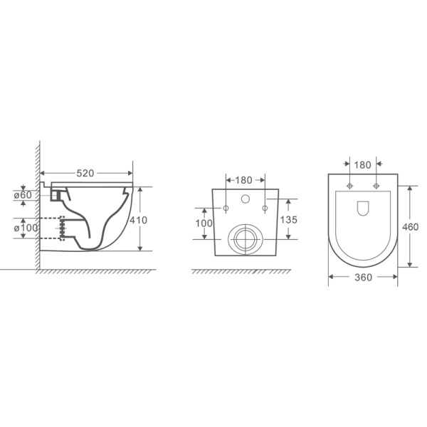 Унитаз подвесной БЕЗОБОДКОВЫЙ (520х360х410) смыв "Торнадо" СИДЕНЬЕМ МИКРОЛИФТ 22579  фото  в интернет-магазине Санкомп