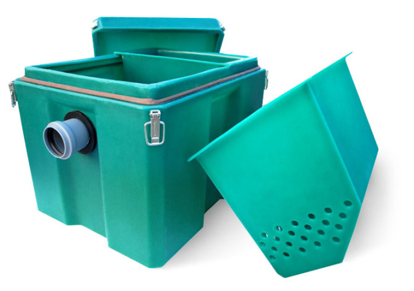 Жироуловитель 0.5 м3/ч, 40 литров, 530х370х400 мм со съёмной камерой для очистки фото в интернет-магазине Санкомп