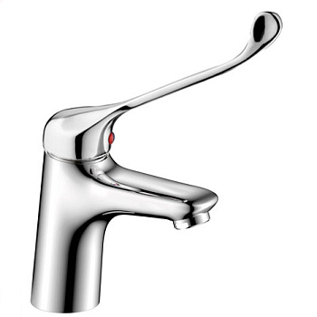 Смеситель ЛОКТЕВОЙ (ХИРУРГИЧЕСКИЙ) для раковины, (К40), с литым изливом 16/13 см, ШПИЛЬКА фото  в интернет-магазине Санкомп