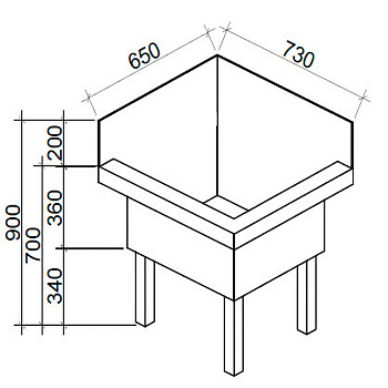 Слив технический напольный 650х730х900 УГЛОВОЙ с экраном С ПЕСКОУЛОВИТЕЛЕМ 15л, 20687 фото  в интернет-магазине Санкомп