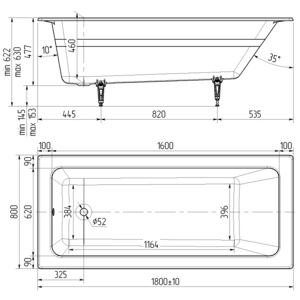 Ванна чугунная  без ножек 1800х800 мм, 21703 фото  в интернет-магазине Санкомп