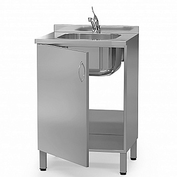 Тумба медицинская из нержавеющей стали, чаша 400х400х250 мм, 610х600х900 мм, дверь распашная с РУ фото  в интернет-магазине Санкомп