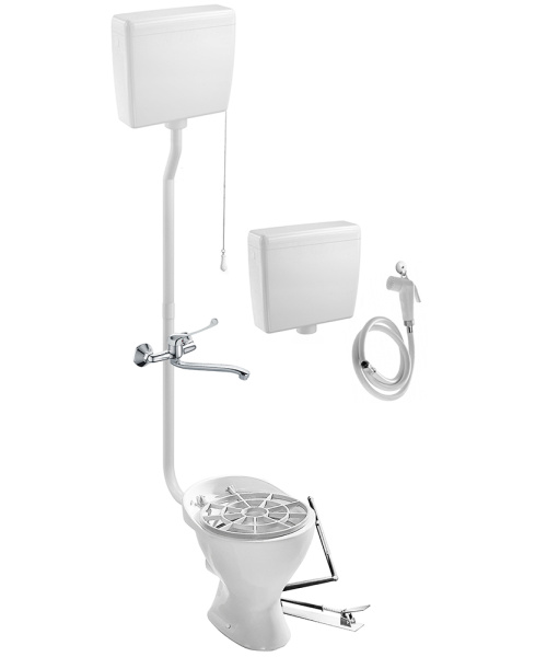 Видуар ВОРОНКООБРАЗНЫЙ, с высоким бачком ПЛАСТИК бачок для раствора ПЛАСТИК ПЕДАЛЬ, СМЕСИТЕЛЬ, 8696 фото в интернет-магазине СанКомп www.sancomp.ru