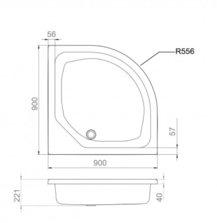 Поддон акриловый угловой 900х900х310(200) мм, Ø 50 мм с каркасом и экраном 20897 фото  в интернет-магазине Санкомп