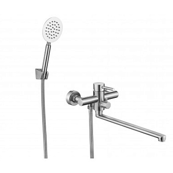 Смеситель нержавеющая сталь для ванны длинный излив 350 мм фото  в интернет-магазине Санкомп