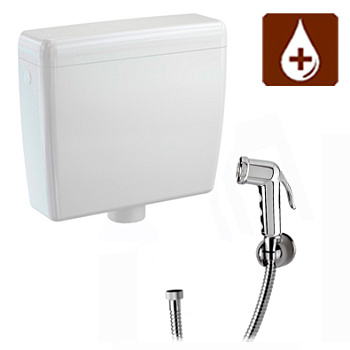 Бачок подвесной из ABS пластика ДЛЯ ДЕЗРАСТВОРОВ с гигиенической лейкой ПЛАСТИК 127х442х390, 5072 фото в интернет-магазине СанКомп www.sancomp.ru