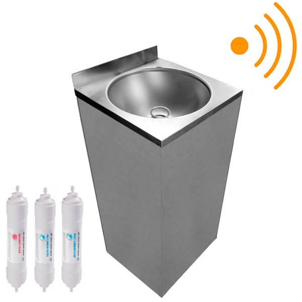 Фонтанчик питьевой автоматический напольный 1 чаша Х/В,С/Ф,Б/УФ,Б/Г,Б/ТО,AISI 304, 400х400х870 27043 фото  в интернет-магазине Санкомп