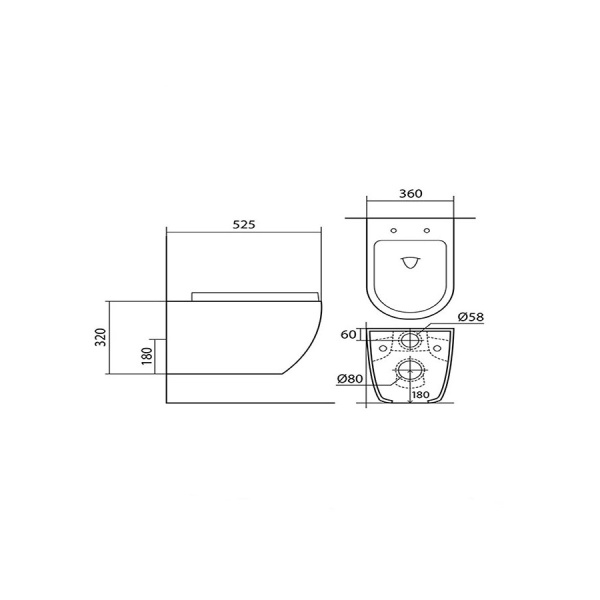 Унитаз подвесной БЕЗОБОДКОВЫЙ БЕЛЫЙ (525х360х320) С СИДЕНЬЕМ МИКРОЛИФТ, 26534 фото  в интернет-магазине Санкомп