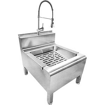 Слив технический со съемной решеткой с смесителем с гибким душем 700х700х551 мм, 21311 фото  в интернет-магазине Санкомп