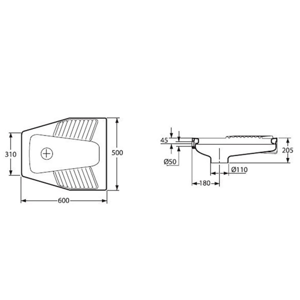 Чаша Генуя керамическая омывание со всех сторон (подача воды сзади) 600х500х205, 0202.00.9 картинки, фото арт.0202.00.9