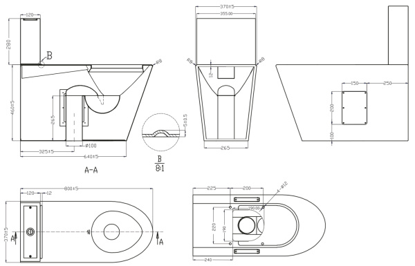 Унитаз-компакт для инвалидов МГН АНТИВАНДАЛЬНЫЙ 800х370х740 (460), ВЕРТИКАЛЬНЫЙ, сиденье А/Б фото  в интернет-магазине Санкомп