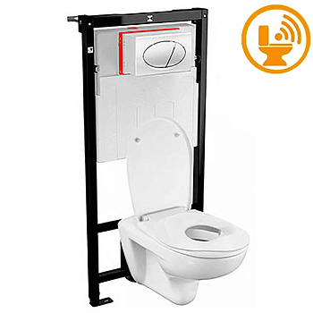 Унитаз подвесной  С ДЕТСКИМ СИДЕНЬЕМ с инсталляцией с кнопкой СЕНСОР, высота установки унитаза 350 м фото  в интернет-магазине Санкомп
