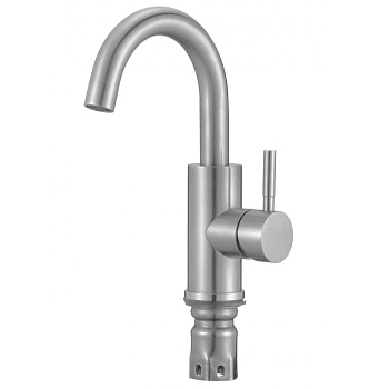 Смеситель нержавеющая сталь для раковины высокий С-образный излив, Сатин, 27191 фото  в интернет-магазине Санкомп