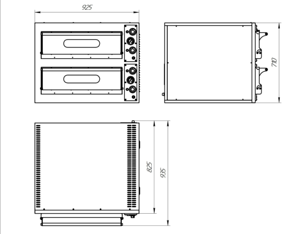 Печь для пиццы 2-х секционная 660х660х130мм, 22952 фото  в интернет-магазине Санкомп