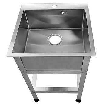 Ванна моечная AISI 304-3 мм цельнотянутая 1 секция 550х350х220, С/О, каркас оцинкованный 600х450х870 фото  в интернет-магазине Санкомп