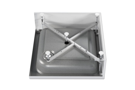 Поддон акриловый квадратный 900х900х300(150) мм, Ø 50 мм с экраном и ножками 21513  фото  в интернет-магазине Санкомп