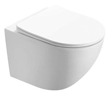 Унитаз подвесной БЕЗОБОДКОВЫЙ (370х370х500) С СИДЕНЬЕМ МИКРОЛИФТ, БЕЛЫЙ 22594  фото  в интернет-магазине Санкомп