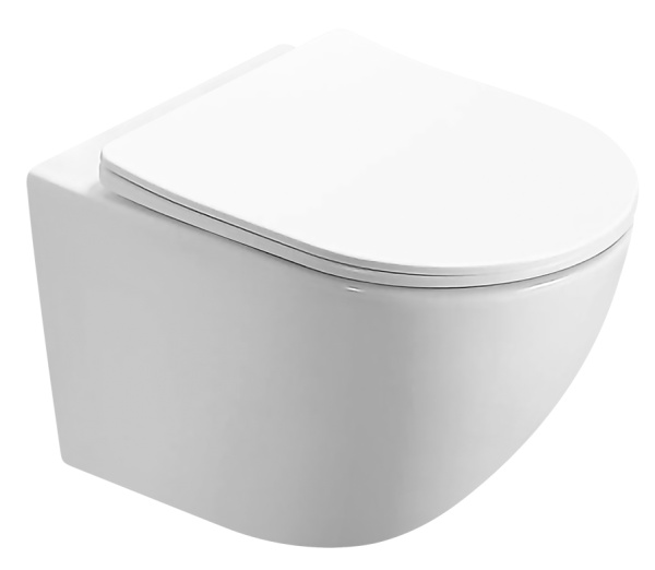 Унитаз подвесной БЕЗОБОДКОВЫЙ (370х370х500) С СИДЕНЬЕМ МИКРОЛИФТ, БЕЛЫЙ 22594  фото  в интернет-магазине Санкомп