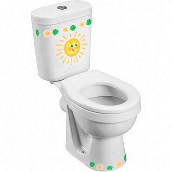 Унитаз-компакт детский с горизонтальным выпуском с рисунком СОЛНЫШКО (555х300х655 (335), 21556 фото  в интернет-магазине Санкомп