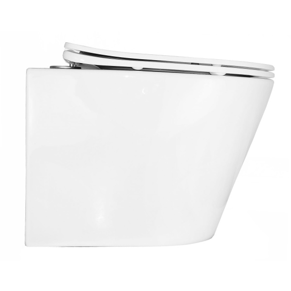 Унитаз подвесной БЕЗОБОДКОВЫЙ (490х370х370) С СИДЕНЬЕМ МИКРОЛИФТ 22558  фото  в интернет-магазине Санкомп