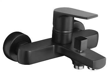 Смеситель для ванны настенный черный, излив короткий, высота 12 см, 22286 фото  в интернет-магазине Санкомп