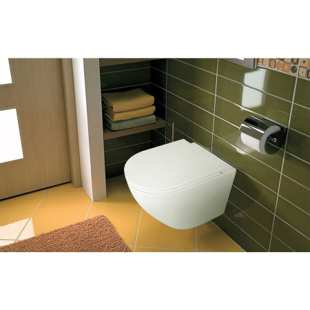 Унитаз подвесной БЕЗОБОДКОВЫЙ (540x365x425) С СИДЕНЬЕМ МИКРОЛИФТ 22586   фото  в интернет-магазине Санкомп