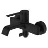 Смеситель для ванны настенный, излив короткий с ручным душем, черный матовый, 22320 фото  в интернет-магазине Санкомп