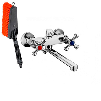 Смеситель для мойки настенный со щеткой СМ-МДРНЩнр, 24027 фото  в интернет-магазине Санкомп