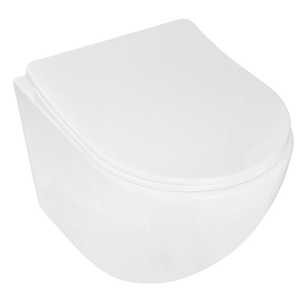 Унитаз подвесной БЕЗОБОДКОВЫЙ (360х480х350) С СИДЕНЬЕМ МИКРОЛИФТ ПОЛИПРОПИЛЕН 22569  фото  в интернет-магазине Санкомп