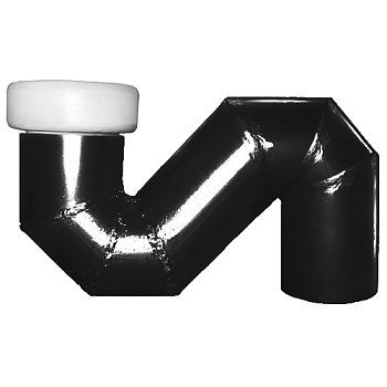 Сифон для чаш генуя ЧУГУН ВЕРТИКАЛЬНЫЙ С РЕВИЗИЕЙ 390х135х220 (Черный) фото  в интернет-магазине Санкомп