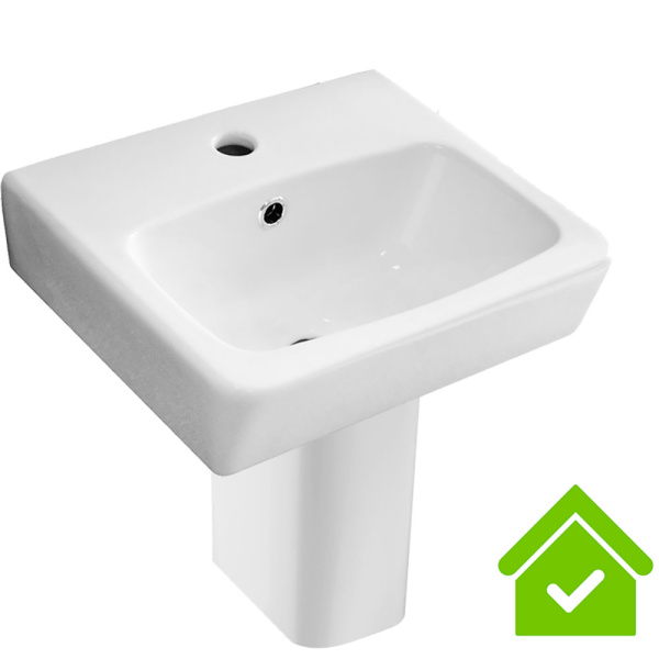 Умывальник на пьедестале ДЕТСКИЙ С/О, С/П 50 см ПРЯМОУГОЛЬНЫЙ (430х500х400) для детей до 4 лет фото  в интернет-магазине Санкомп