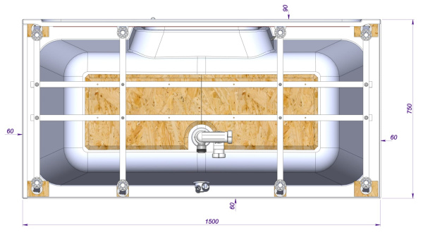 Ванна для инвалидов и пожилых со стеклянной дверцей лежачая правая 1500х750х610 мм, 22776 фото  в интернет-магазине Санкомп