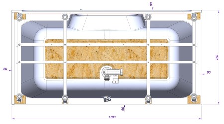 Ванна для инвалидов и пожилых со стеклянной дверцей лежачая левая 1500х750х545 мм, 22778 фото  в интернет-магазине Санкомп