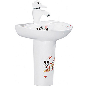 Умывальник на пьедестале ДЕТСКИЙ С/О, С/П 43 см ПОЛУКРУГЛЫЙ (300х430х500),19378  фото  в интернет-магазине Санкомп