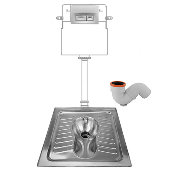 Чаша Генуя НЕРЖАВЕЮЩАЯ с инсталляцией с кнопкой ПЛАСТИК-ХРОМ сифон УНИВЕРСАЛЬНЫЙ, 26718 фото  в интернет-магазине Санкомп