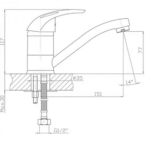 Смеситель для умывальника длина излива 150 мм, 03467 фото  в интернет-магазине Санкомп