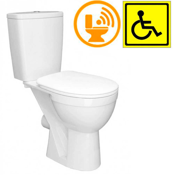 Унитаз-компакт для инвалидов МГН, ГОРИЗОНТАЛЬНЫЙ, 625х350х843(470), СЕНСОРНЫЙ, СИДЕНЬЕ ПП, 25738 фото  в интернет-магазине Санкомп