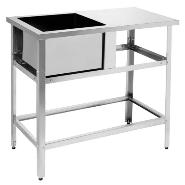 Ванна моечная AISI 430-0,8мм сварная 1 секция 430х430х300 с крылом, Б/О, 530х1000х870 22249 фото  в интернет-магазине Санкомп