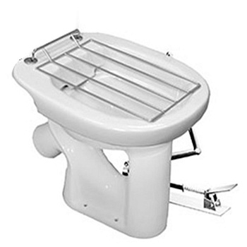 Видуар АНТИВСПЛЕСК напольный керамика, решетка - НЕРЖАВЕЙКА С ПЕДАЛЬЮ, 11164  фото в интернет-магазине СанКомп www.sancomp.ru