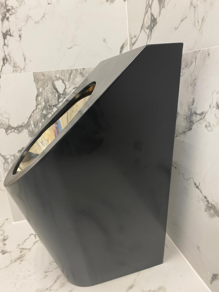 Писсуар из нержавеющей стали подача воды СВЕРХУ, выход ВЕРТИКАЛЬНЫЙ (400х360х615) Черный, 22433 фото  в интернет-магазине Санкомп