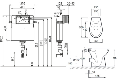 Унитаз педальный для инвалидов МГН со встроенным бачком выпуск горизонтальный кнопка встроенная фото  в интернет-магазине Санкомп