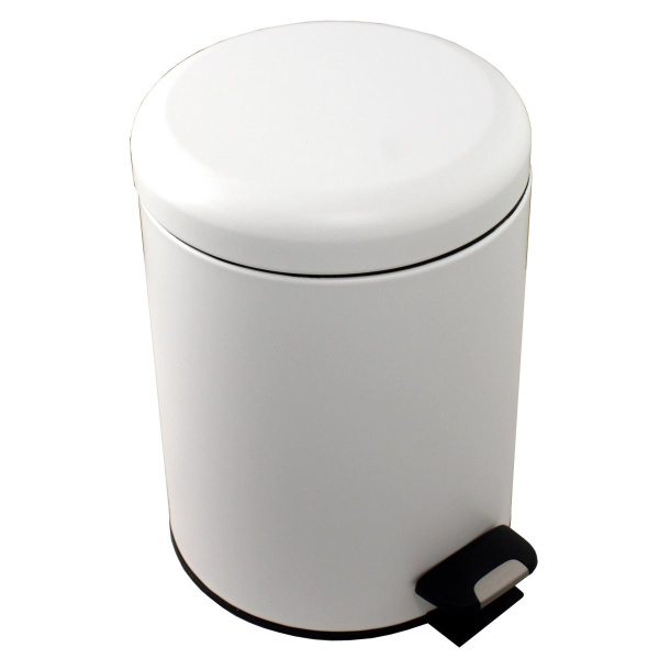 Ведро из нержавеющей стали с подъёмной крышкой 5 литров Белое, 21214 фото  в интернет-магазине Санкомп