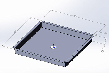 Поддон AISI 304 толщина 1 мм 1000х1000х100 мм (по размерам заказчика), 25055 фото  в интернет-магазине Санкомп