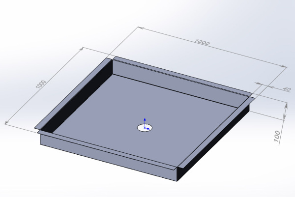 Поддон AISI 304 толщина 1 мм 1000х1000х100 мм (по размерам заказчика), 25055 фото  в интернет-магазине Санкомп