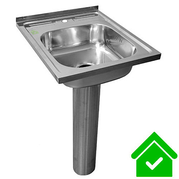 Раковина на пьедестале антивандальная из нержавеющей стали ПРЯМОУГОЛЬНАЯ С/О, С/П 500х500х820  фото  в интернет-магазине Санкомп