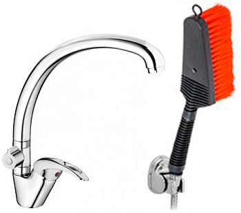 Смеситель для мойки набортный однорукояточный со щеткой на гибком шланге См-МДЦБЩбА, 25797 фото  в интернет-магазине Санкомп