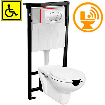 Унитаз подвесной для инвалидов МГН с инсталляцией СЕНСОР, СИДЕНЬЕ фото  в интернет-магазине Санкомп
