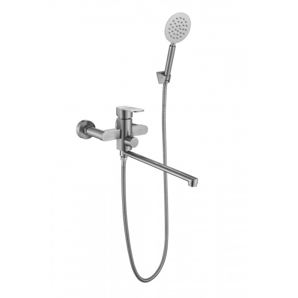 Смеситель нержавеющая сталь для ванны длинный излив 350 мм 21450 фото  в интернет-магазине Санкомп