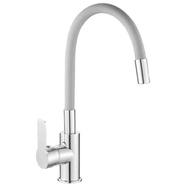 Смеситель для кухни ОДНОРЫЧАЖНЫЙ с гибким изливом, длина излива 186 мм высота  255 мм, Серый, 26187 фото  в интернет-магазине Санкомп