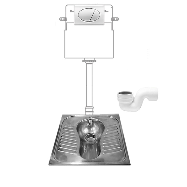 Чаша Генуя НЕРЖАВЕЮЩАЯ с инсталляцией с кнопкой ПЛАСТИК-ХРОМ сифон ГОРИЗОНТАЛЬНЫЙ, 11540 фото  в интернет-магазине Санкомп